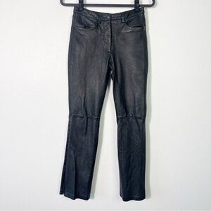 Y2K bebe 100% Leather Trousers Pants w Side Zippers Boot Cut Moto Whimsigoth 4